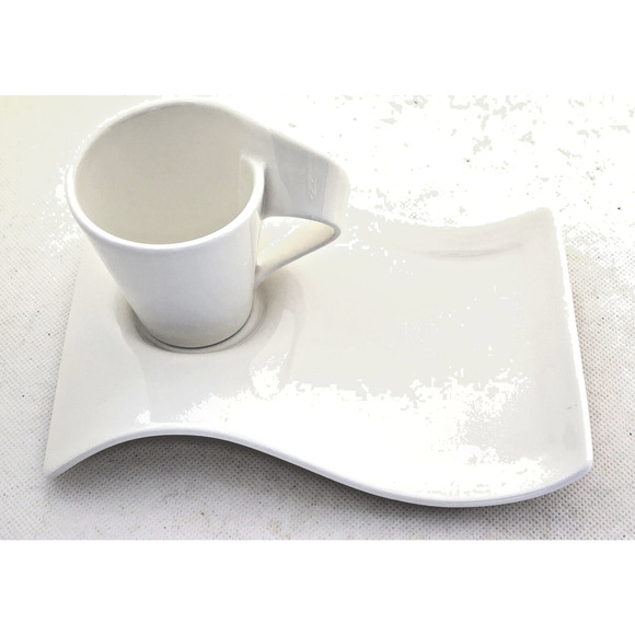 ESPRESSO/DEMITASSE CUP & WAVE SAUCER-VILLEROY & BOCH-Porcelain-White-1/3 Cup - Picture 2 of 8
